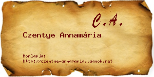 Czentye Annamária névjegykártya